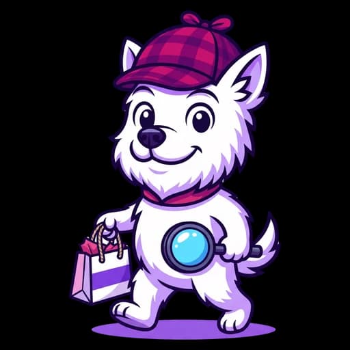 FindFetcher mascot carrying a gift bag