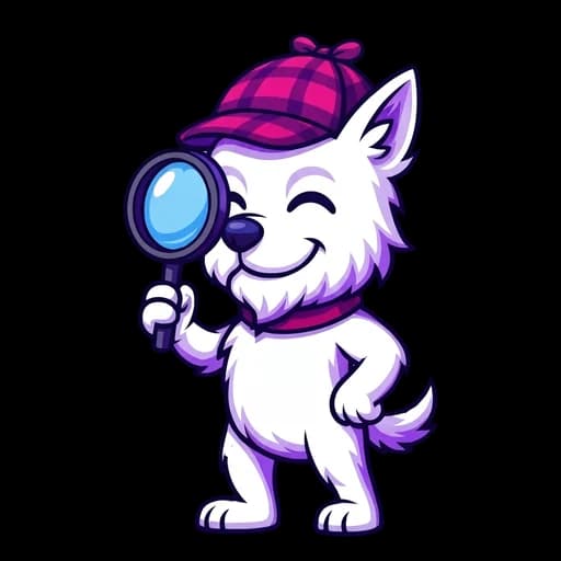 FindFetcher mascot searching with a magnifying glass
